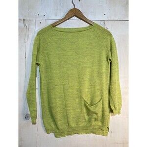 Roberto Collina Italian Luxury Fine Knit Summer Linen Blend Sweater Green Small‎
